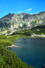The beautiful lake Wielki Staw in the High Tatras, Poland.