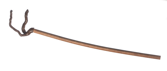 wooden sorcerer staff isolated on white background