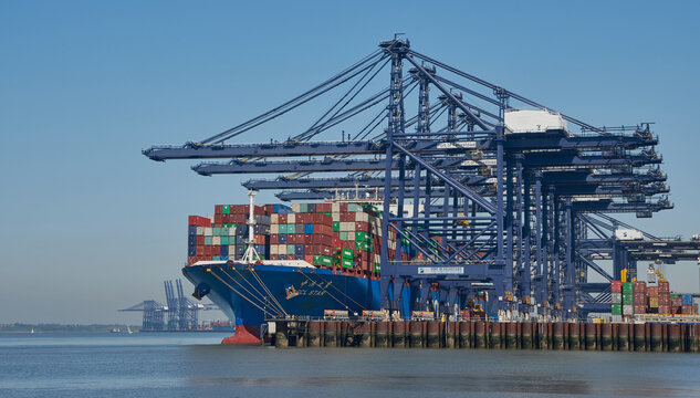 Ship and Containers, Port of Felixstowe, Suffolk, England