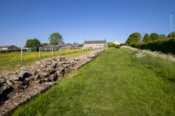 A section of Hadrian's Wall in Heddon-on-the-Wall in Northumberland, UK