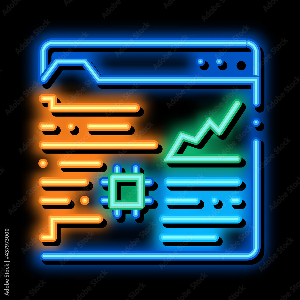 Poster robotic process automation neon light sign vector. glowing bright icon robotic process automation si