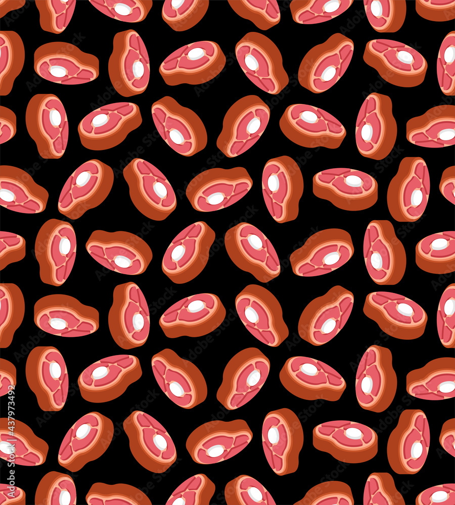 Poster steak pattern seamless. beefsteak piece of meat background. vector texture