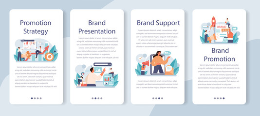 Brand support mobile application banner set. Unique design of a company