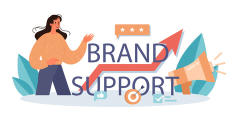 Brand support typographic header. Unique design of a company