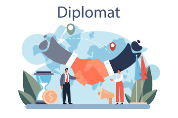 Diplomat profession. Idea of international relations and government.