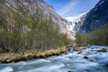 Briksdalsbreen, (Briksdal Glacier), one of the most accessible arms of the Jostedalsbreen Glacier in the municipality of Stryn in Vestland county in Norway.
