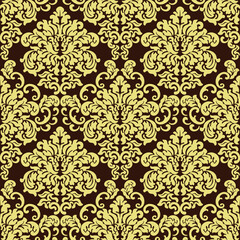 Baroque wallpaper. Seamless vector background ornate art deco decorative leaves. Damascus