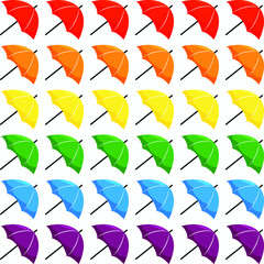 Rainbow color set. Umbrella pattern. Vector