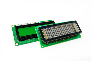 Vacuum fluorescent display VFD and liquid crystal display LCD on white background