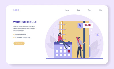 Secretary web banner or landing page. Receptionist answering calls