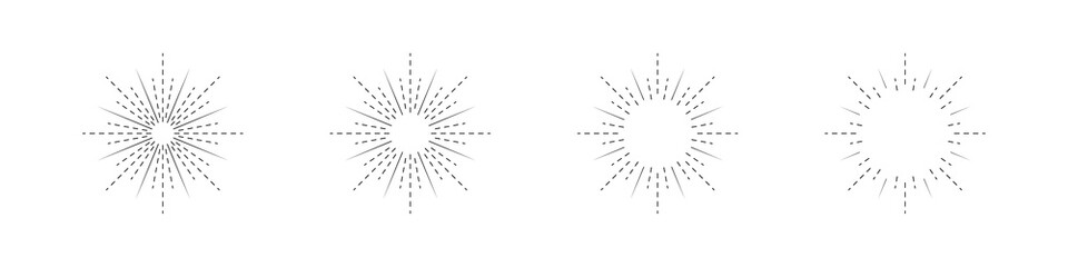 Obraz premium Sunburst rays lines style circle style burst sun rays radial trendy linear vector illustration.