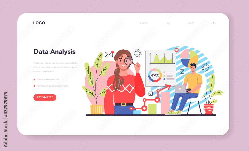 Poster process optimization web banner or landing page. idea of business