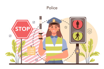 Police officer. Detective making interrogation. Policeman patrol