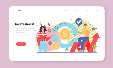 Profit reinvestment web banner or landing page. Investing business profit