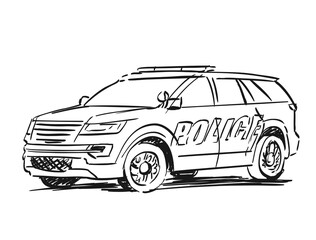 Police Car Illustration Drawing Storyboard