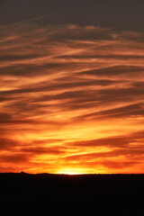 Fototapeta na wymiar Dark sunset in Castilla, Castilla y Leon, Spain, copyspace vertical