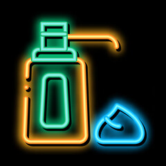 cream bottle neon light sign vector. Glowing bright icon cream bottle sign. transparent symbol illustration