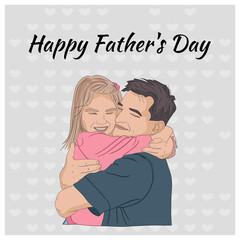 Father's Day, holiday. Cartoon family illustration for postcard. 