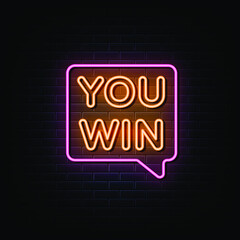You win neon sign. neon symbol