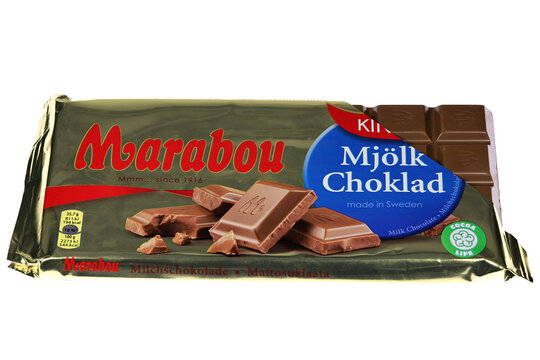 WIEHL, GERMANY - JUNE 6, 2021: Marabou milk chocolate isolated on white background