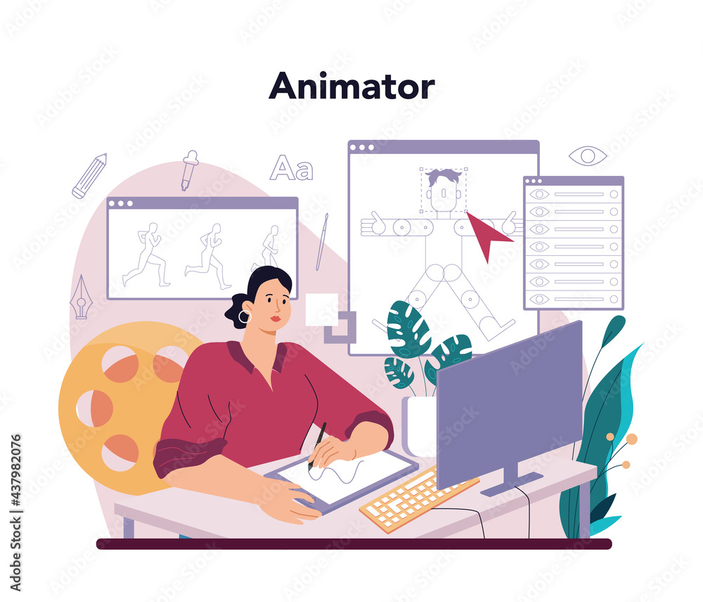 Poster animation designer. artist creating digital illustrations for web sites