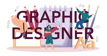 Graphic designer typographic header. Digital artist creating brand