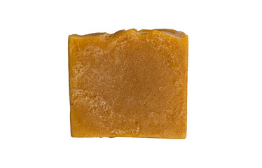 bar of vegetable soap on a white background close up
