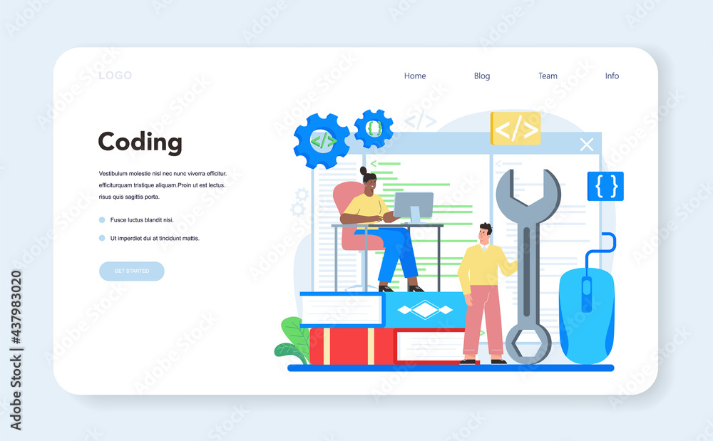 Poster web design web banner or landing page. presenting content on web pages
