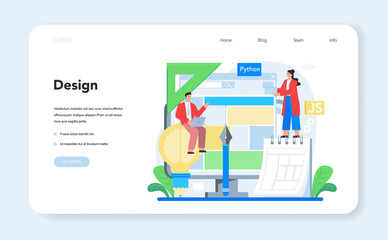 Web development web banner or landing page. Website optimization