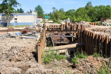 Preparatory work for the support of the bridge.