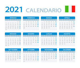 2022 Calendar - vector template graphic illustration - Italian version. 