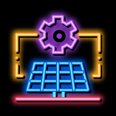 general solar setup neon light sign vector. Glowing bright icon general solar setup sign. transparent symbol illustration
