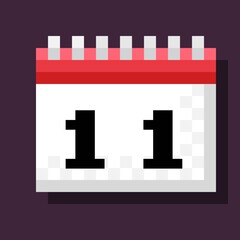 Calendar pixel art. Vector illustration.