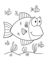 Süße Fische Malbuch Seite Vector Illustration Art