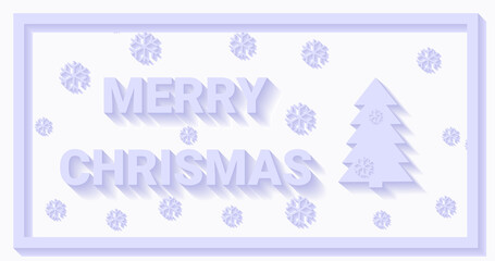 Merry christmas greeting card isolated vector illustration. Christmas tree and snowflakes.