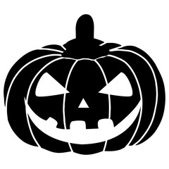 Black pumpkin. Jack o lantern. The creepy scary pumpkin for Halloween. Vector illustration
