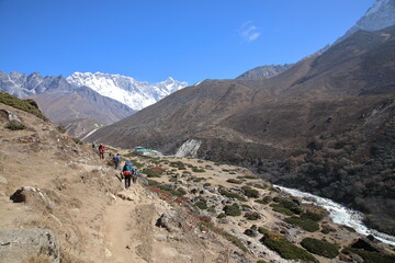 Fototapeta na wymiar Hiking trail near Dingboche village, Nepal