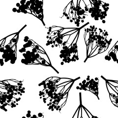 Twigs seamless pattern with berries. Monochrome print. Vector illustration © Мария Неноглядова