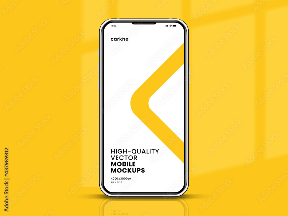 Leinwandbilder Realistic smartphone mockup. Device UI UX mockup for presentation template. Cellphone frame with blank display isolated templates. 3D isometric illustration cell phone