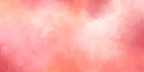 Abstract watercolor banner stain. Peach, red and pink pastel colors. Creative realistic background with place for text
