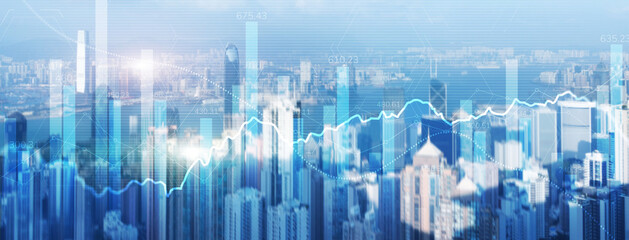 Obraz na płótnie Canvas Data analysis. Financial data on a monitor as Finance data concept. Analytics 2022 on city background