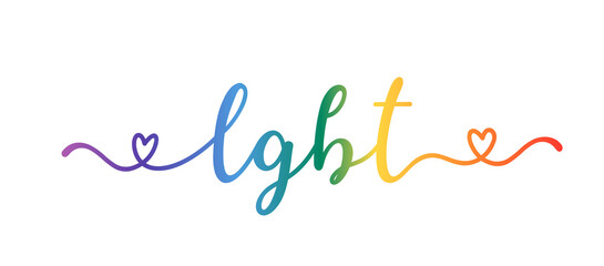 Fototapeta na wymiar Handwritten LGBT word as banner or logo. Lettering for postcard, invitation, poster, icon, label.