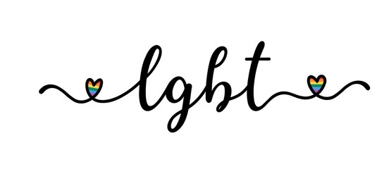 Handwritten LGBT word as banner or logo. Lettering for postcard, invitation, poster, icon, label.