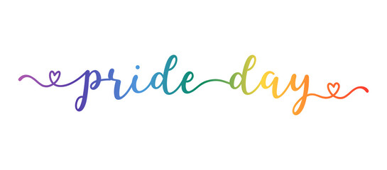 Fototapeta na wymiar Handwritten Pride Day word as banner or logo. Lettering for postcard, invitation, poster, icon, label.