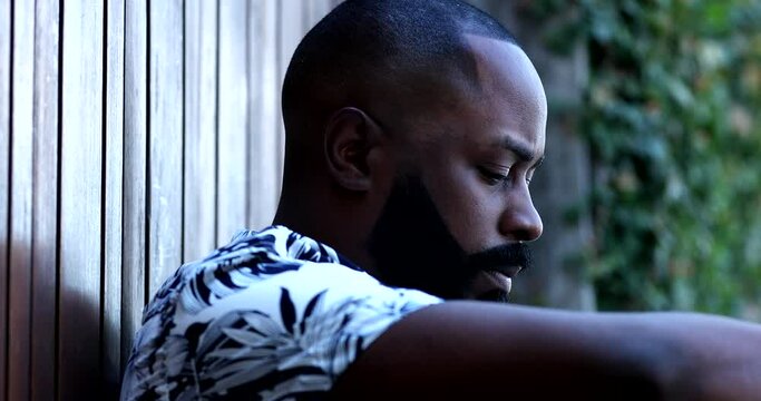 Preoccupied black African man. Frustrated person