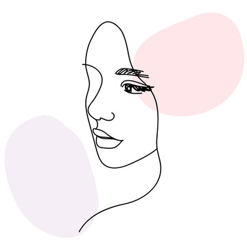 recommend clip art: Woman face portrait in minimalist aesthetic style