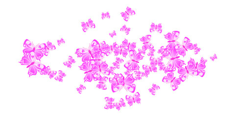 Magic pink butterflies cartoon vector background. Summer cute moths. Decorative butterflies cartoon kids illustration. Tender wings insects graphic design. Garden beings.