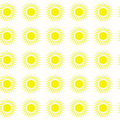 Sun emblem tribal symbol yellow and white seamless pattern.