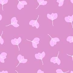 Leaves with stripes veins. Vector seamless pattern botanical illustration. For textiles, fabrics, packaging, paper, candelaria, postcards and wallpaper