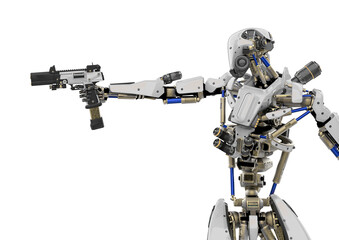 super robot is pointing a pistol